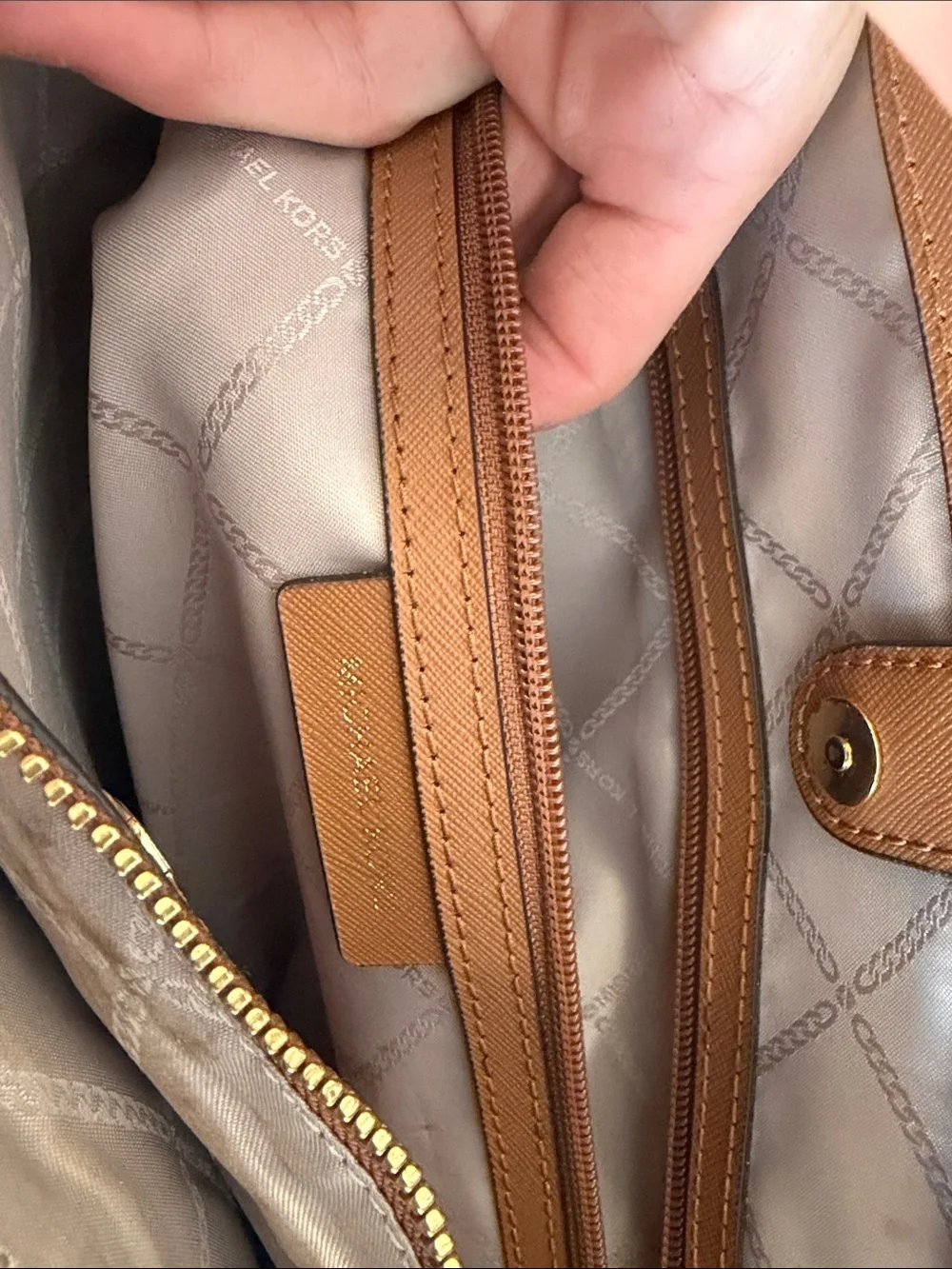 Michael Kors Brown & Tan Logo Tote Messenger Bag